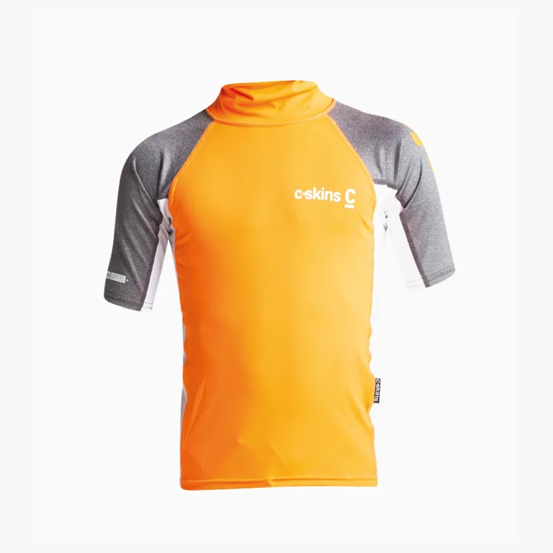 C-Skins Junior Short Sleeve Rash Vest Grey/Orange